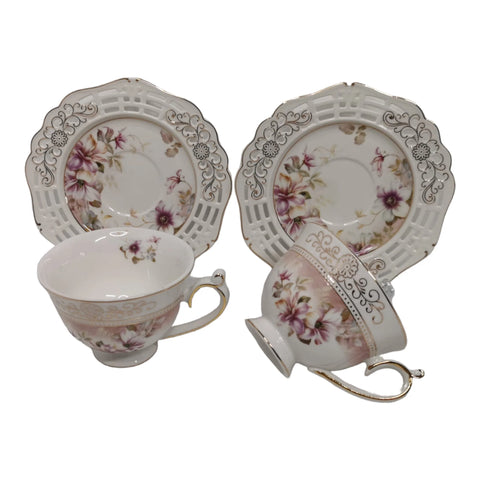 Set 2 cesti pentru cafea sau ceai cu farfurioare, Malooki Luxury Collection
