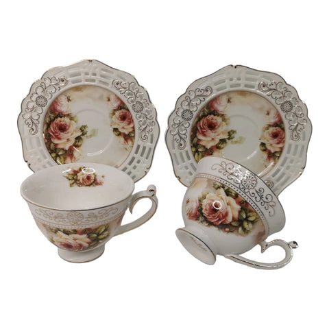 Set 2 cesti pentru cafea sau ceai cu farfurioare, Malooki Luxury Collection