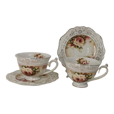 Set 2 cesti pentru cafea sau ceai cu farfurioare, Malooki Luxury Collection