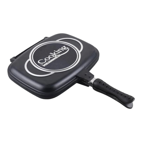 Tigaie antiaderenta dubla Grill aluminiu turnat Heinner, 32x24x7,5 cm, Dark Line, Cooking by Heinner