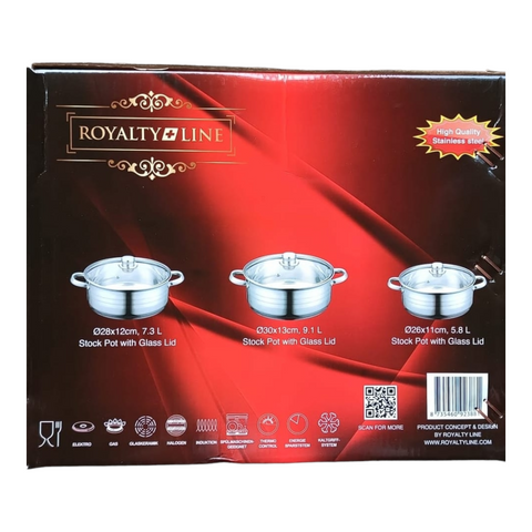 Set 3 cratite inox cu capac Royalty Line RL-SP6