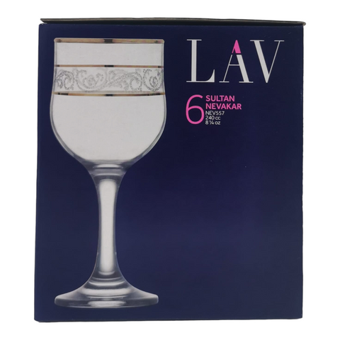 Set Pahare LAV Gold cu picior, set 6 buc, 240 cc,  NEV533