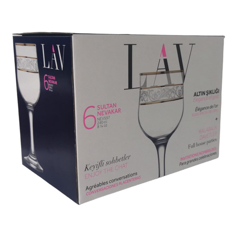 Set Pahare LAV Gold cu picior, set 6 buc, 240 cc,  NEV533