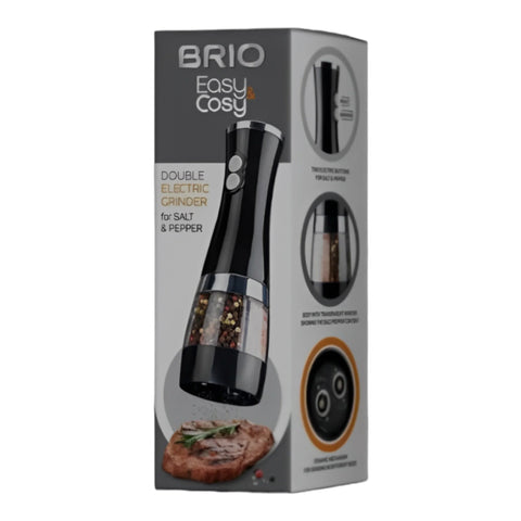 Rasnita electrica,Brio cu doua compartimente, sare si piper, cu baterii