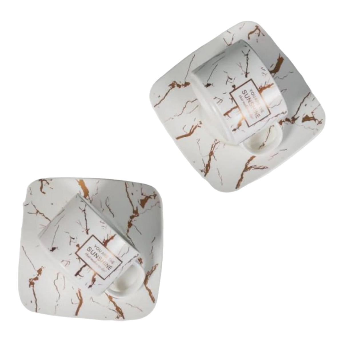 Set 2 cesti cu 2 farfurii 150 ml, alb, Malooki Luxury Collection