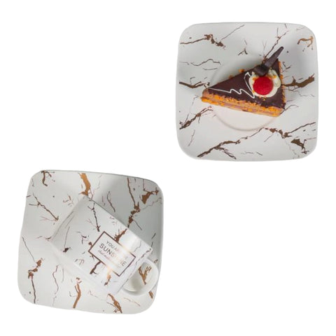 Set 2 cesti cu 2 farfurii 150 ml, alb, Malooki Luxury Collection