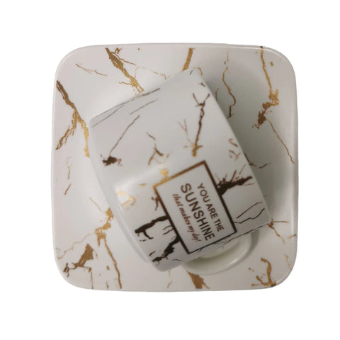 Set 2 cesti cu 2 farfurii 150 ml, alb, Malooki Luxury Collection