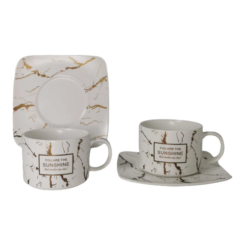 Set 2 cesti cu 2 farfurii 150 ml, alb, Malooki Luxury Collection
