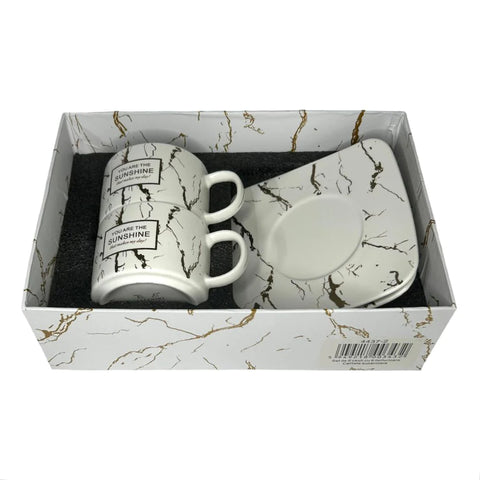 Set 2 cesti cu 2 farfurii 150 ml, alb, Malooki Luxury Collection