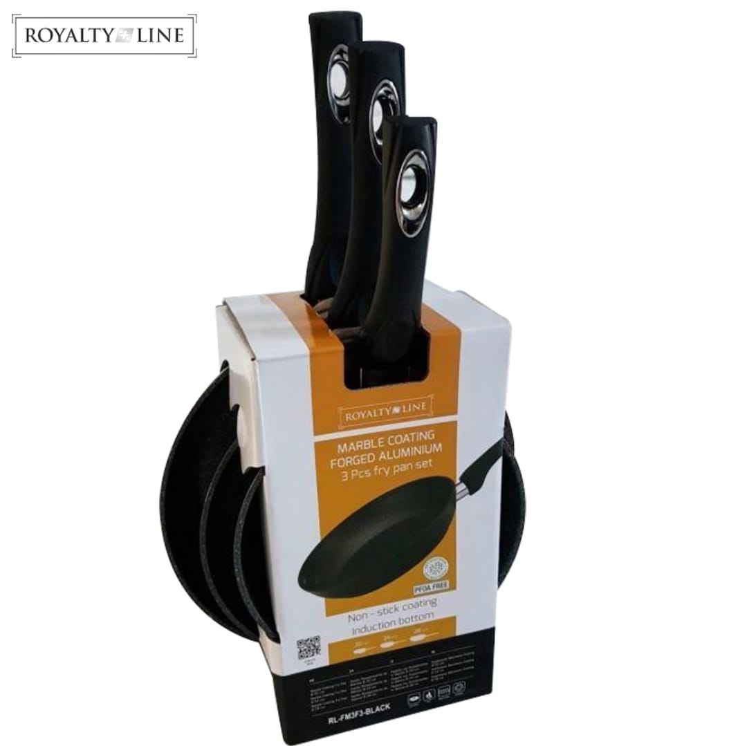 Set tigai cu interior Marmorat Royalty Line, 3 piese, diametru 20cm, 24cm, 28cm