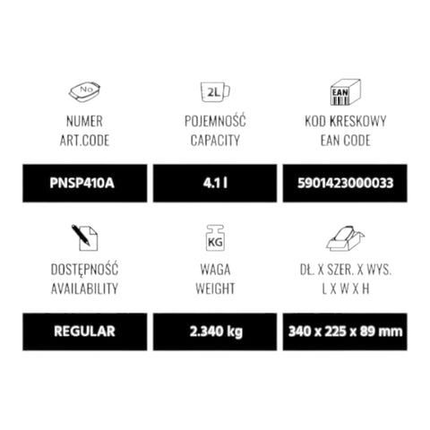 Vas termorezistent dreptunghiular Termisil de 4,1 l cu capac