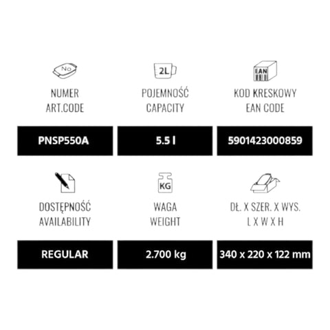Vas yena termorezistent Termisil dreptunghiular 5,5 l
