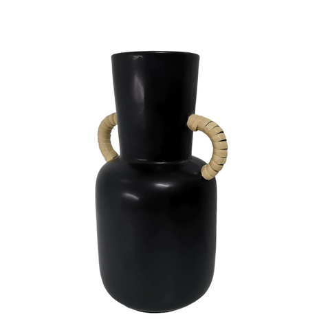 Vaza decorativa Raja, finisaj negru, 22 x 9 cm