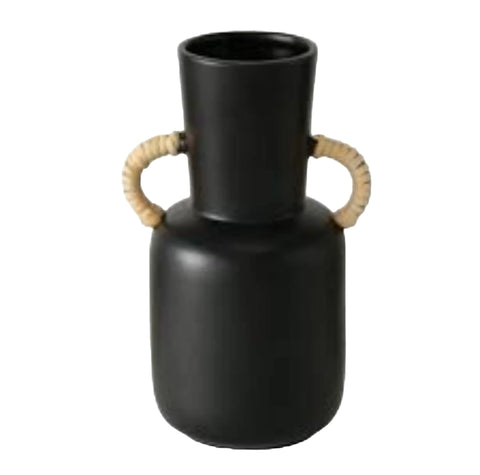 Vaza decorativa Raja, finisaj negru, 22 x 9 cm