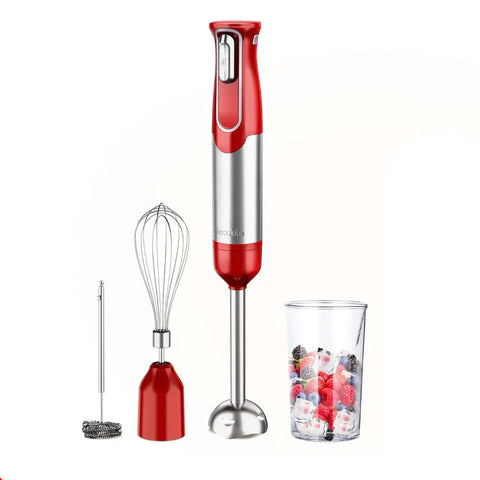 Blender si mixer cu baterie 4 in 1, Decakila, rosu-inox