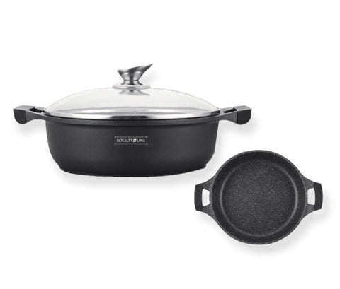 Cratita marmorata joasa cu capac 30 cm 4,8L RL-BR30ML Royalty Line