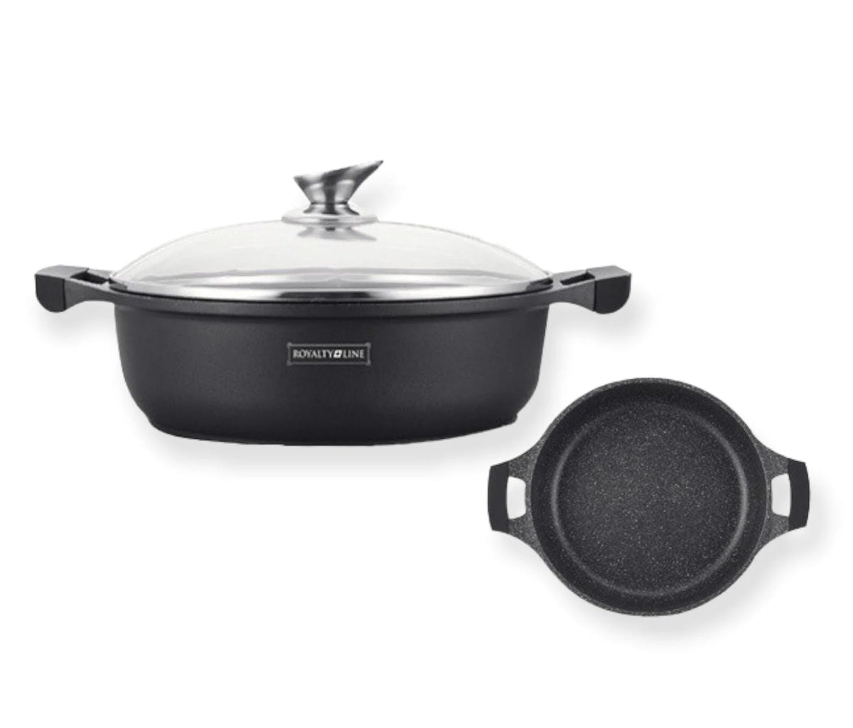 Cratita marmorata joasa cu capac 28 cm, 4L RL-BR28ML Royalty Line