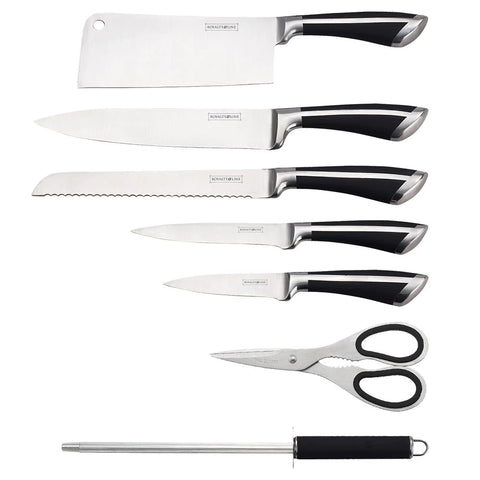 Set Cutite 8 Piese ,Royalty Line RL-KSS700,Negru , Otel inoxidabil