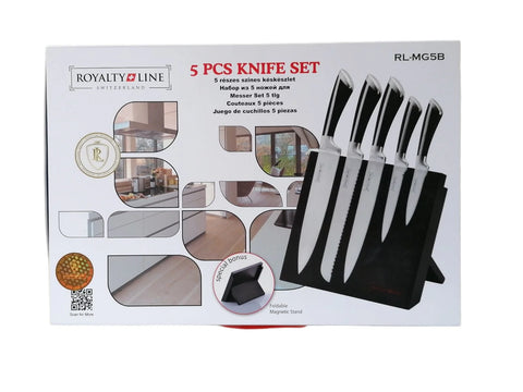 Set cutite 5 piese cu suport magnetic, Royalty Line,RL-MG5B
