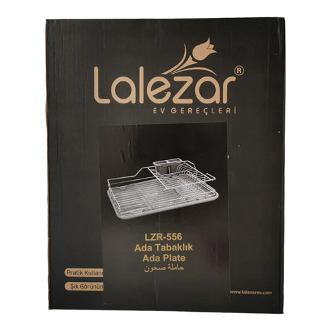 Suport de vase si tacamuri din material crom cu tava si suport, Lalezar LZR-556