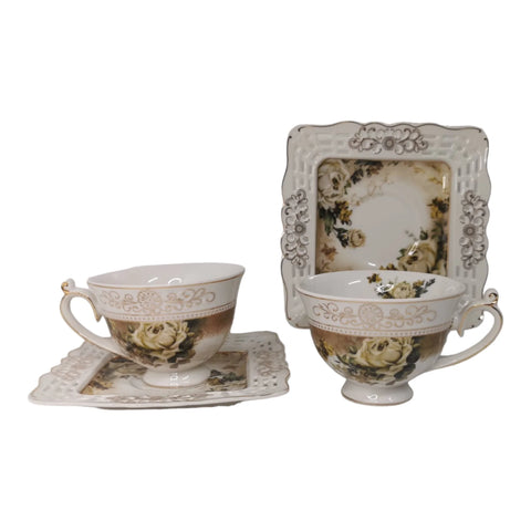 Set 2 cesti cu 2 farfurioare MALOOKI, Luxury collection 190 ml, 7505-2