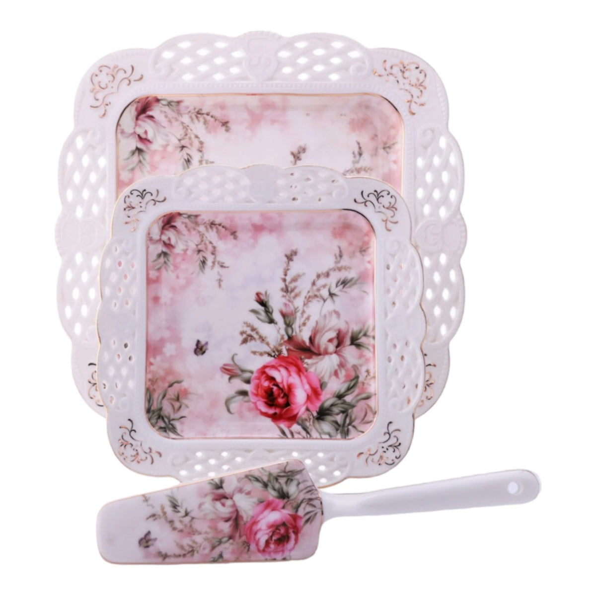Set tort elegant Malooki Luxury Collection piese portelan forma patrata 7508