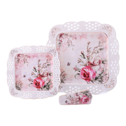 Set tort elegant Malooki Luxury Collection piese portelan forma patrata 7508