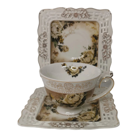 Set 2 cesti cu 2 farfurioare MALOOKI, Luxury collection 190 ml, 7505-2