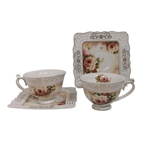 Set 2 cesti cu 2 farfurioare MALOOKI, Luxury collection 190 ml, 7505-2