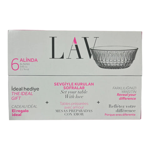 Set 6 boluri sticla Lav Alinda, 345 ml