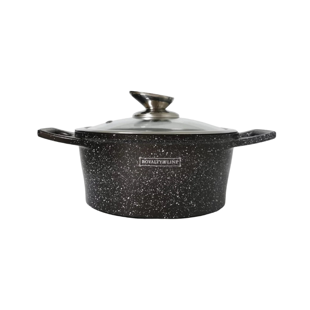 Cratita cu Capac 2,5 L Invelis de Marmura, Royalty Line, maro cu picatele