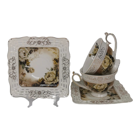 Set 2 cesti cu 2 farfurioare MALOOKI, Luxury collection 190 ml, 7505-2