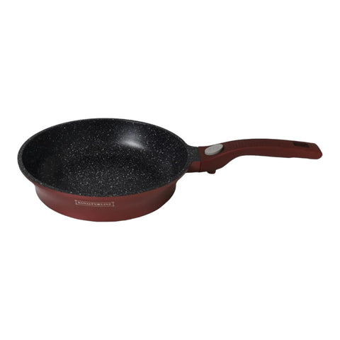 Tigaie cu invelis de marmura Royalty Line, 24 cm, Maner detasabil, visiniu