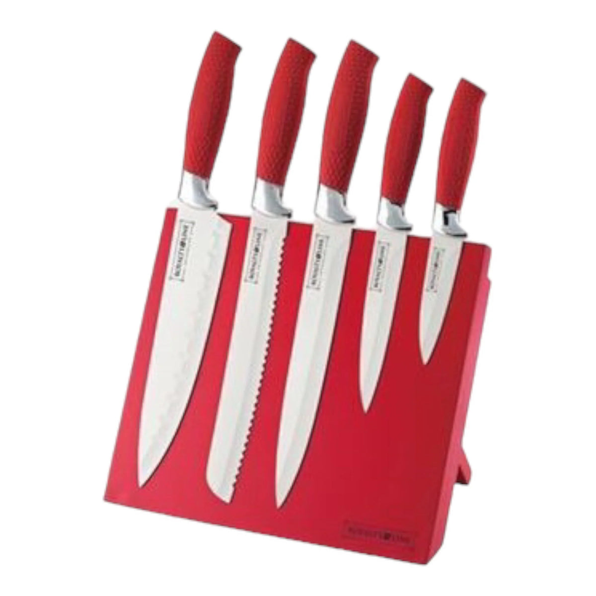 Set 6 cutite cu suport magnetic, Rosu, antiadeziv Royalty Line MAG5R