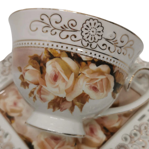 Set 2 cesti cu 2 farfurioare MALOOKI, Luxury collection 190 ml, 7505-2
