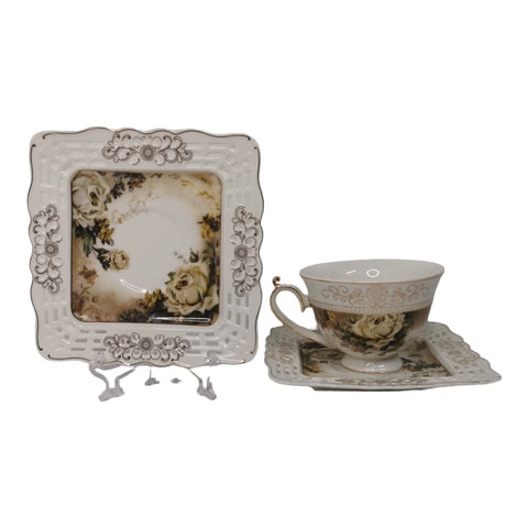 Set 2 cesti cu 2 farfurioare MALOOKI, Luxury collection 190 ml, 7505-2