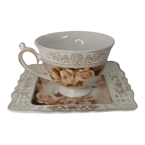 Set 2 cesti cu 2 farfurioare MALOOKI, Luxury collection 190 ml, 7505-2
