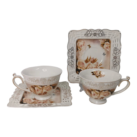 Set 2 cesti cu 2 farfurioare MALOOKI, Luxury collection 190 ml, 7505-2