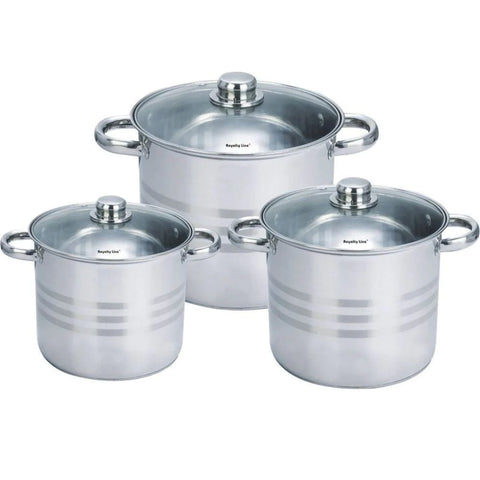 Set 3 Oale cu capace, (6 piese) Royalty Line Inox Inductie RL SP3