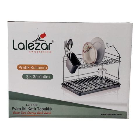 Suport de vase si tacamuri cu tava din plastic, Lalezar LZR-558