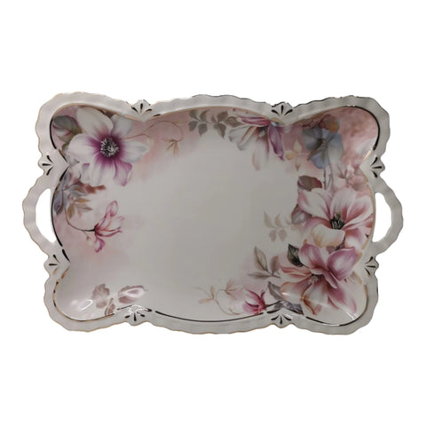 Platou din portelan, Malooki Luxury Collection, Pink flowers