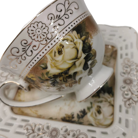 Set 2 cesti cu 2 farfurioare MALOOKI, Luxury collection 190 ml, 7505-2