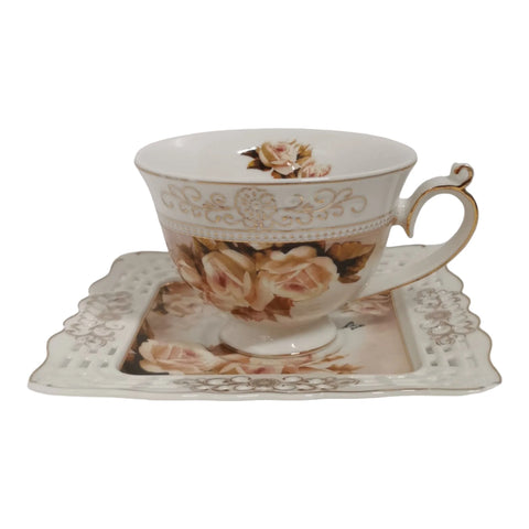 Set 2 cesti cu 2 farfurioare MALOOKI, Luxury collection 190 ml, 7505-2