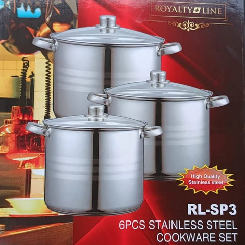 Set 3 Oale cu capace, (6 piese) Royalty Line Inox Inductie RL SP3