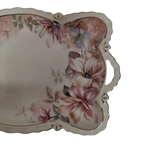 Platou din portelan, Malooki Luxury Collection, Pink flowers