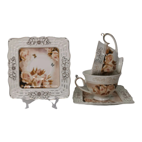 Set 2 cesti cu 2 farfurioare MALOOKI, Luxury collection 190 ml, 7505-2