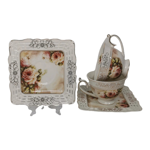 Set 2 cesti cu 2 farfurioare MALOOKI, Luxury collection 190 ml, 7505-2