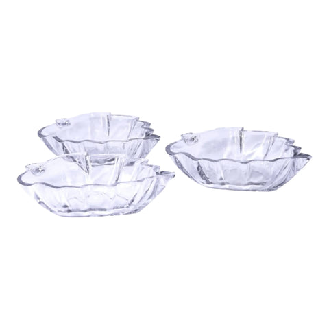Set 6 boluri din sticla transparenta,in forma de frunza