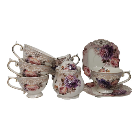 Set de 6 cesti cu 6 farfurioare si zaharnita Malooki, Luxury Collection