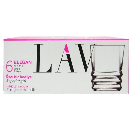 SET 6 PAHARE PENTRU TUICA SAU LICHIOR, LAV ELEGAN, 80 ML